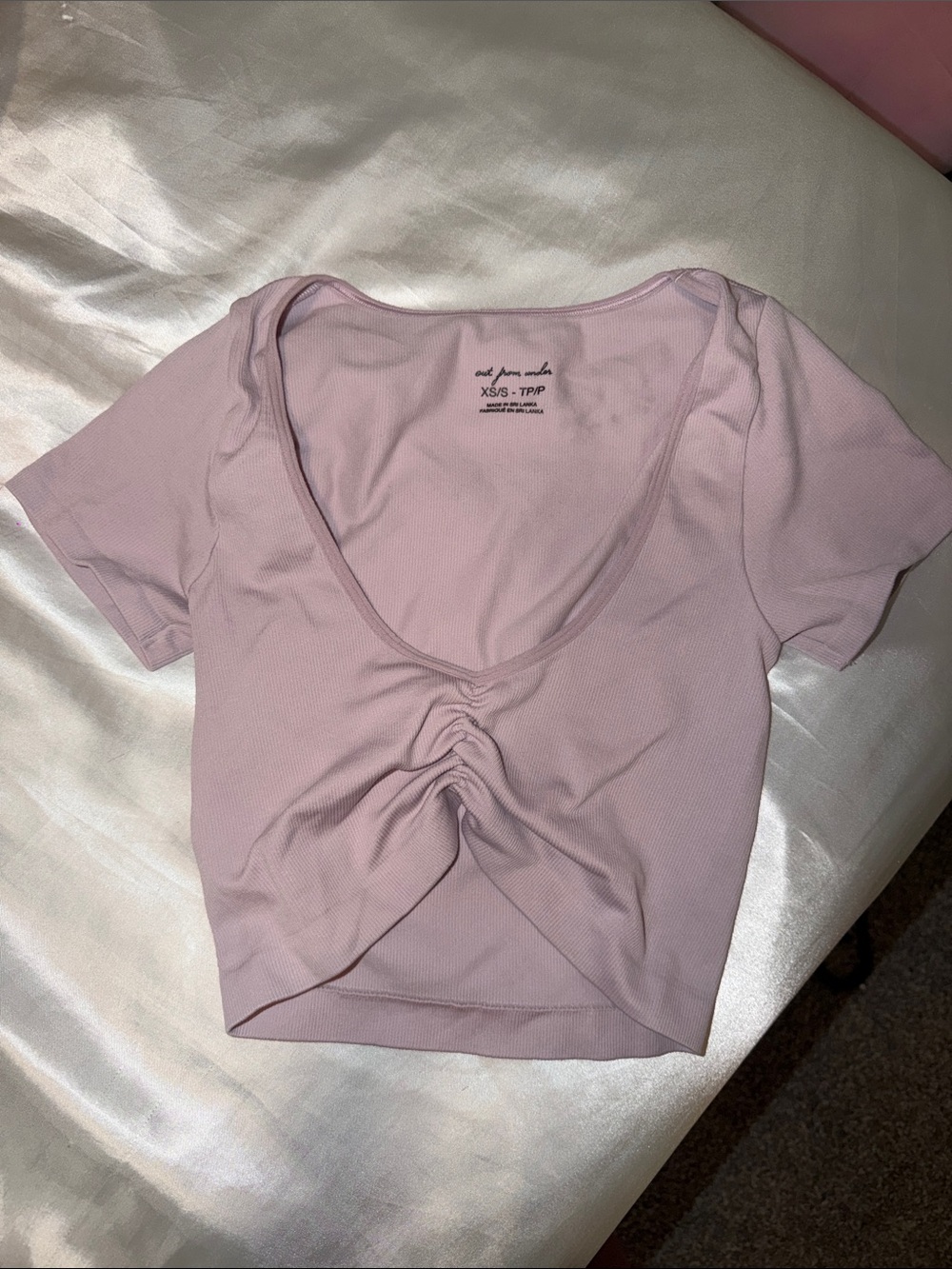 Urban Outfitters Dusty Pink Ruched Scoop Crop Top